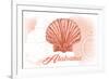 Alabama - Scallop Shell - Coral - Coastal Icon-Lantern Press-Framed Art Print