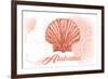 Alabama - Scallop Shell - Coral - Coastal Icon-Lantern Press-Framed Art Print