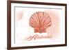 Alabama - Scallop Shell - Coral - Coastal Icon-Lantern Press-Framed Art Print