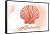 Alabama - Scallop Shell - Coral - Coastal Icon-Lantern Press-Framed Stretched Canvas