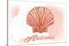 Alabama - Scallop Shell - Coral - Coastal Icon-Lantern Press-Stretched Canvas