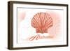 Alabama - Scallop Shell - Coral - Coastal Icon-Lantern Press-Framed Art Print