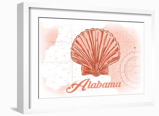 Alabama - Scallop Shell - Coral - Coastal Icon-Lantern Press-Framed Art Print