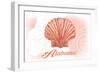 Alabama - Scallop Shell - Coral - Coastal Icon-Lantern Press-Framed Art Print