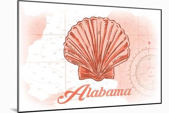 Alabama - Scallop Shell - Coral - Coastal Icon-Lantern Press-Mounted Art Print