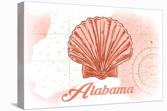 Alabama - Scallop Shell - Coral - Coastal Icon-Lantern Press-Stretched Canvas