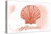 Alabama - Scallop Shell - Coral - Coastal Icon-Lantern Press-Stretched Canvas