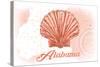 Alabama - Scallop Shell - Coral - Coastal Icon-Lantern Press-Stretched Canvas