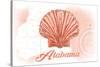 Alabama - Scallop Shell - Coral - Coastal Icon-Lantern Press-Stretched Canvas