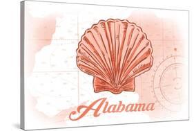 Alabama - Scallop Shell - Coral - Coastal Icon-Lantern Press-Stretched Canvas