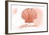 Alabama - Scallop Shell - Coral - Coastal Icon-Lantern Press-Framed Art Print