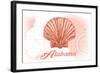 Alabama - Scallop Shell - Coral - Coastal Icon-Lantern Press-Framed Art Print