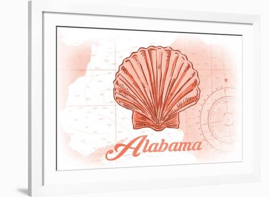 Alabama - Scallop Shell - Coral - Coastal Icon-Lantern Press-Framed Premium Giclee Print