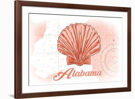 Alabama - Scallop Shell - Coral - Coastal Icon-Lantern Press-Framed Premium Giclee Print