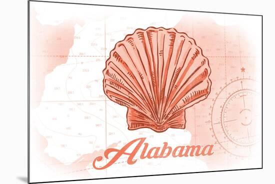 Alabama - Scallop Shell - Coral - Coastal Icon-Lantern Press-Mounted Premium Giclee Print