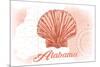 Alabama - Scallop Shell - Coral - Coastal Icon-Lantern Press-Mounted Premium Giclee Print