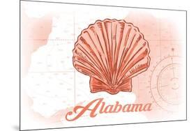 Alabama - Scallop Shell - Coral - Coastal Icon-Lantern Press-Mounted Premium Giclee Print