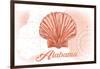 Alabama - Scallop Shell - Coral - Coastal Icon-Lantern Press-Framed Art Print