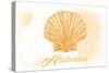 Alabama - Scallop Shell - Yellow - Coastal Icon-Lantern Press-Stretched Canvas