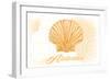 Alabama - Scallop Shell - Yellow - Coastal Icon-Lantern Press-Framed Art Print
