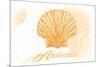 Alabama - Scallop Shell - Yellow - Coastal Icon-Lantern Press-Mounted Art Print