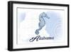 Alabama - Seahorse - Blue - Coastal Icon-Lantern Press-Framed Art Print