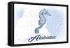 Alabama - Seahorse - Blue - Coastal Icon-Lantern Press-Framed Stretched Canvas