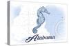 Alabama - Seahorse - Blue - Coastal Icon-Lantern Press-Stretched Canvas