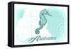 Alabama - Seahorse - Teal - Coastal Icon-Lantern Press-Framed Stretched Canvas