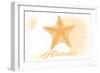 Alabama - Starfish - Yellow - Coastal Icon-Lantern Press-Framed Art Print