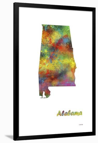 Alabama State Map 1-Marlene Watson-Framed Giclee Print