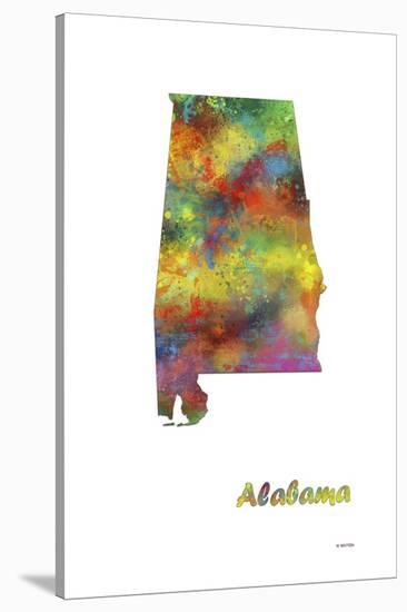 Alabama State Map 1-Marlene Watson-Stretched Canvas