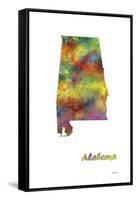 Alabama State Map 1-Marlene Watson-Framed Stretched Canvas
