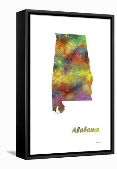 Alabama State Map 1-Marlene Watson-Framed Stretched Canvas