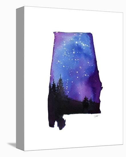 Alabama State Watercolor-Jessica Durrant-Stretched Canvas