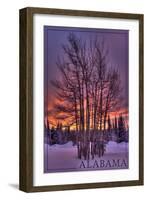 Alabama - Trees and Sunset-Lantern Press-Framed Art Print