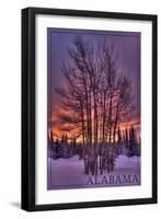 Alabama - Trees and Sunset-Lantern Press-Framed Art Print