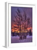 Alabama - Trees and Sunset-Lantern Press-Framed Art Print