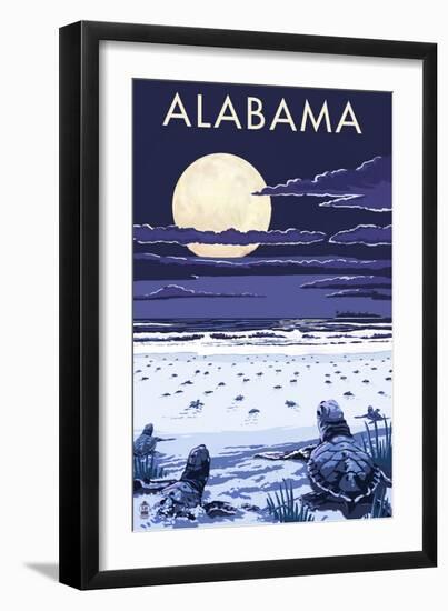 Alabama - Turtles Hatching-Lantern Press-Framed Art Print