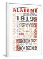 Alabama - Typography-Lantern Press-Framed Art Print