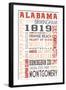 Alabama - Typography-Lantern Press-Framed Art Print