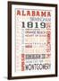 Alabama - Typography-Lantern Press-Framed Art Print