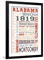 Alabama - Typography-Lantern Press-Framed Art Print