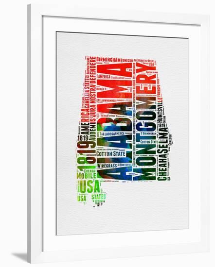 Alabama Watercolor Word Cloud-NaxArt-Framed Art Print