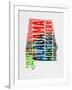 Alabama Watercolor Word Cloud-NaxArt-Framed Art Print