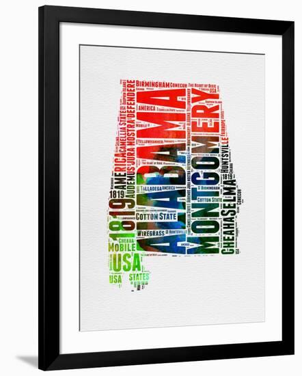 Alabama Watercolor Word Cloud-NaxArt-Framed Art Print