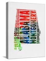 Alabama Watercolor Word Cloud-NaxArt-Stretched Canvas