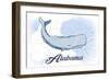 Alabama - Whale - Blue - Coastal Icon-Lantern Press-Framed Art Print