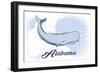 Alabama - Whale - Blue - Coastal Icon-Lantern Press-Framed Art Print