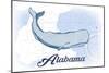 Alabama - Whale - Blue - Coastal Icon-Lantern Press-Mounted Art Print